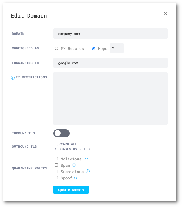 Go to Domain to verify Area 1&rsquo;s hop position